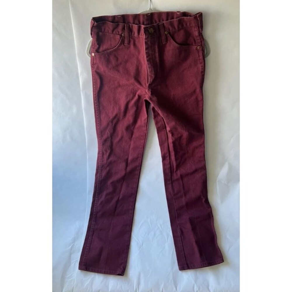 Vintage Wrangler 936CWE Maroon Burgundy Denim Jeans – 30x32 – Made in USA
